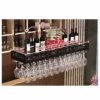 EYLINK Hanging Metal Wine Rack, 30-60Cm Height-Adjustable Iron Hanging Wine Glass Holder, With Wine Bottle Rack, Hanging Cup Rack Home Decoration