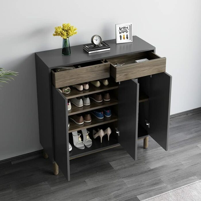 EYHLKM Nordic Wooden Simple Shoe Cabinets Thin Design Entrance Vertical Wooden Shoe Home Furniture