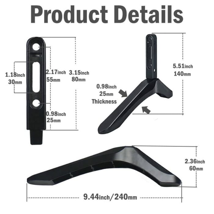 Universal TV Base Pedestal Feet, TV Stand Mount TV Legs for Most Televisions with Mounting Hole Distance from 0.787-2.16 inch / 2cm-5cm