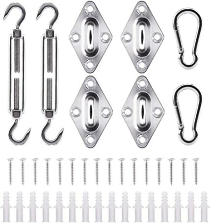 AIEX 40pcs Sun Shade Sail Hardware Kit 304 Stainless Steel Anti-Rust for Rectangle/Triangle and Square Sun Shade Sails Installation