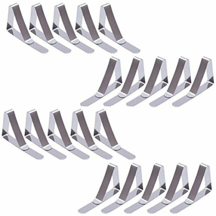 PEIUJIN 20 Pack Stainless Steel Tablecloth Clips Table Cloth Cover Clamps