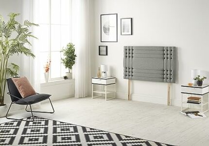 Somnior Beds Bed Centre Flexby Diamante Small Single 82cm Linen Silver Headboard With Wooden Struts