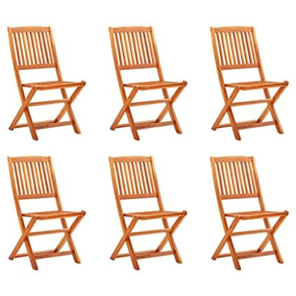vidaXL 6x Folding Garden Chairs Outdoor Patio Terrance Backyard Furniture Wooden Foldable Dining Dinner Chair Seat Solid Eucalyptus Wood