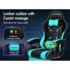 ELFORDSON Gaming Chair with Massage Lumbar Support Footrest, Computer Office Chairs High Back 150° Reclining, Gamer Chairs for Kids Adults, Cyan