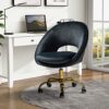 FABRICATION HAUS Desk Home Swivel Office Chair Velvet Height Adjustable Armless Padded Cushion Task with Gold Base Mid Back Comfy Computer Chair