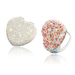 Rich Boxer 2 Pcs Sparkling Rhinestone Heart Shaped Compact Mirror Makeup Mirror Foldable Mirror Pocket Mirror for Women Girls Great Gift