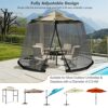COSTWAY 2.5-4M(8-13FT) Patio Umbrella Mosquito Netting, Outdoor Offset Parasol Table Screen with Double Zippers and PVC Water Tubes at Base, Adju
