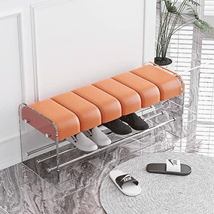 Premium Entryway Bench Shoe Rack Bench,Acrylic Shoe Storage Bench Modern End of Bed Bench,Comfy Upholstered Bench Entry Shoe Bench Bedroom Bench-