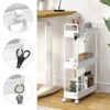 SOLEJAZZ 3-Tier Storage Trolley Cart Slide-out Slim Rolling Utility Cart Mobile Storage Shelving Organizer for Kitchen, Bathroom, Laundry Room, B