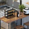 IBUYKE Industrial Wine Rack, Countertop Storage Organizer, Free Standing with Metal Frame, 3 Tier 12 Bottles, Ideal for Home Bar Display, Kitchen