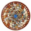 Gifts And Artefacts 42 x 42 Inches Geometric Design Inlay Work Dining Table Top Round Marble Sofa Center Table for Home Furniture Decor