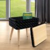 Modern Mink Square Footstool Ottoman,Rectangle Chair with Storage,Rose Pattern Furry Faux Fur Vanity Stool Chair with Metal Legs,Comfy Entryway O