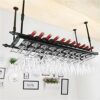 Stylish Simplicity Down Ceiling Wine Rack Simple Craft Retro Creative Display Goblet Storage Wine Rack Wine Glass Holder Restaurant Kitchen Bar B