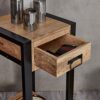 Harbour Tall Lamp Sofa Side Table With Drawer for Living Room, Bedroom - Handcrafted Reclaimed Wood Small Bedside Table with Shelf - Fully Assemb