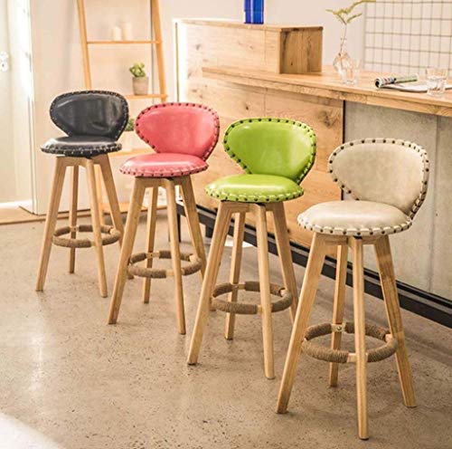 AANAN Stools,Stool Breakfast Kitchen Counter Bar Stools Pu Leather Seat Bar Chairs Solid Legs Barstoolsk Grey High Stools