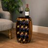 Christow Wooden Wine Rack Barrel, Free Standing With Top, 8 Bottle Holder, Oak Effect Storage, Gift For Wine Lover, H49cm