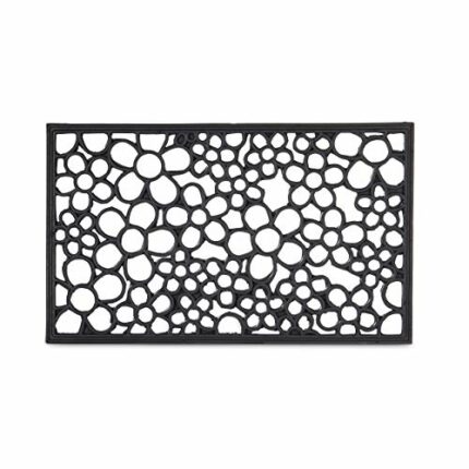 Relaxdays Rubber Doormat with Flower Pattern, Waterproof Anti-Slip Floor Mat for Indoor and Outdoor Use 0.5 x 75 x 45 cm, Black