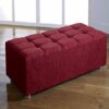 CROWNBEDSUK CUBED CHENILLE DIAMANTE OTTOMAN TOY STORAGE BLANKET BOX (RED)