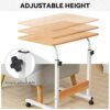 Warmiehomy Laptop Table Movable Study Writing Table on Wheels Height Adjustable Computer Standing Desk Portable Side End Table for Over Bed Sofa