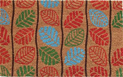 Coco&Coir Door Mat | Non-Slip | Thick Coir | Premium Quality | Rubber Backed | Eco-Friendly | Indoor | Outdoor | Heavy Duty | Leaves Themed | Ent
