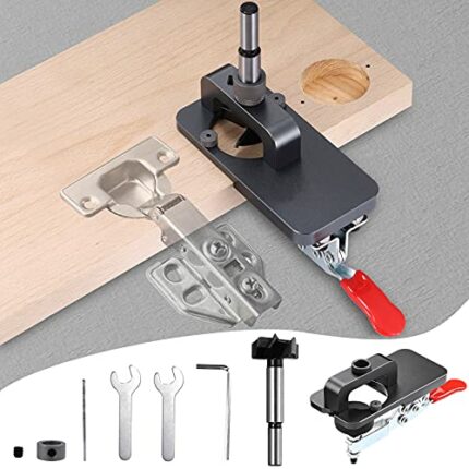 Hinge Jig 35mm Hole Opener, 35mm Cabinet Hinge Jig Drilling Hole Puncher Accurate Locking Woodworking Dowel Jig Drill Guide Locator for Door Cabi