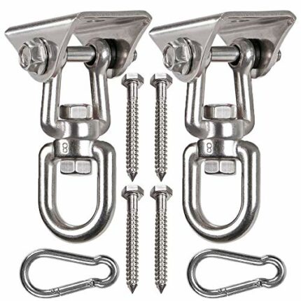 WAREMAID 2 Pack Heavy Duty 360° Swivel Swing Hanger, Stainless Steel Swing Hook for Ceiling Wooden Swing Set Bracket, Punching Bag Hanger for Pla
