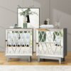 blingworld Floating Mirror Nightstand,White Bedside Table,Small Night Stand,Modern End Table with Drawer,Silver with Mirror Drawer,Side Table Wal