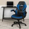Flash Furniture X10 Gaming Chair, Ergonomic Office Chair for PC and Gaming Setups, Adjustable Gamer Chair with Back Support, LeatherSoft, Blue/Bl