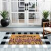 Carvapet Artificial Coir Doormat with Non-Slip Backing for Indoor and Outdoor 17 x 30 inch Front Door Welcome Mat Floral Doormat, Lavender