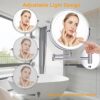 Amelar 8 Inch Wall Mounted Makeup Mirror USB Rechargeable LED 3 Color Lights Two Sided 1X/10X Magnifying Mirror Touch Switch Intelligent Shutdown