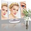 WEILY Vanity Makeup Mirror,1x/2x/3x Tri-Fold Makeup Mirror with 21 LED Lights, Adjustable Touch Screen Lighted Mirror Dressing Mirror, gift for w