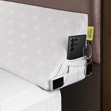 Ariviia Full Size Bed Wedge Pillow for Headboard (54"x10"x7"), Bed Gap Filler (0-8"), Triangle Headboard Pillow for Sleeping Reading Watching TV,