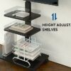 FITUEYES Rolling TV Stand on Wheels for 32 to 60 Inch TVs Portable Mobile TV Stand TV Trolley Swivel Height Adjustable Cable Management 2 Removab