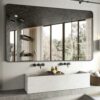 TheiaMo 36"x28" Bathroom Mirror Wall Mounted, Rounded Rectangular Bathroom Vanity Mirror, Framed Bathroom Mirror, 45° Beveled Edge Polished Frame
