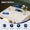 OUTDOOR DOIT Smart Nightstand with Wireless Charging Station/USB Port, White High-Gloss Storage Bedside Table, Night Stand has 2 Drawers,Body Sen