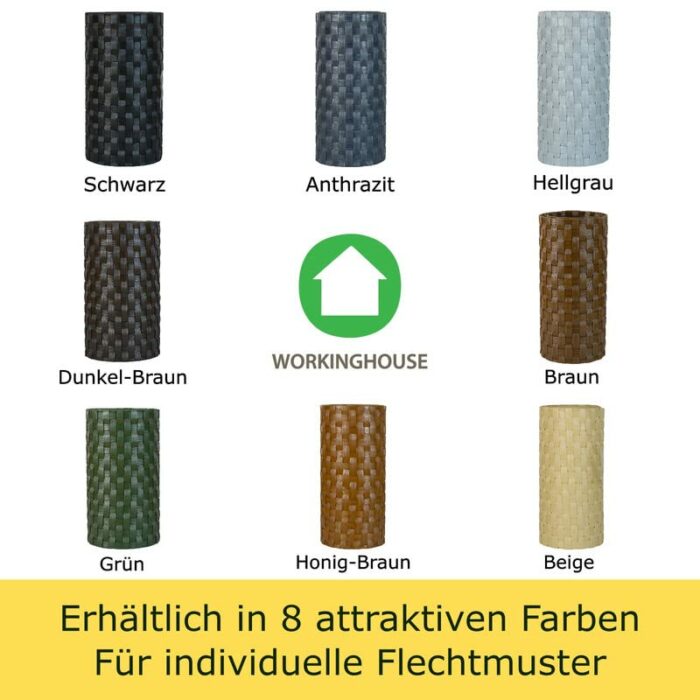 workingHOUSE Polyrattan Privacy Screen Strips for Double Bar Mesh Weatherproof Strips for Fence, Balcony and Terrace - Maintenance-Free and Easy