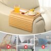 GEHE Natural Bamboo Sofa Arm Tray, Sofa Tray Table for Couch, Sofa Armrest Tray Table Anti-Slip Sofa Table, Couch Cup Holder for Snacks,Phone,Con