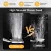 Frap Universal High Pressure Shower Head, 1.5m Stainless Steel Hose, Powerful 5 Mode Function, Easy-Cleaning Silicone Nozzles, Quick Installation