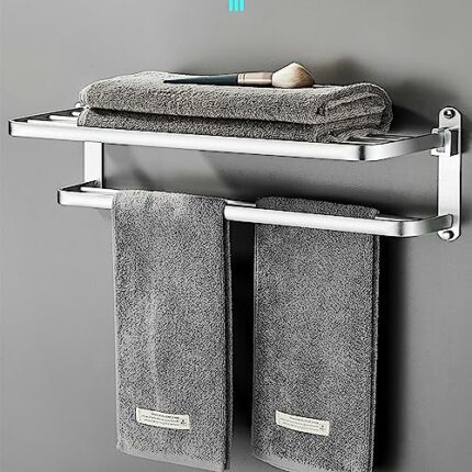 Towel Rail Wall Mounted,Towel holders for bathrooms,Self adhesive Towel bar,Towel Rack,silver 23inch(58cm)