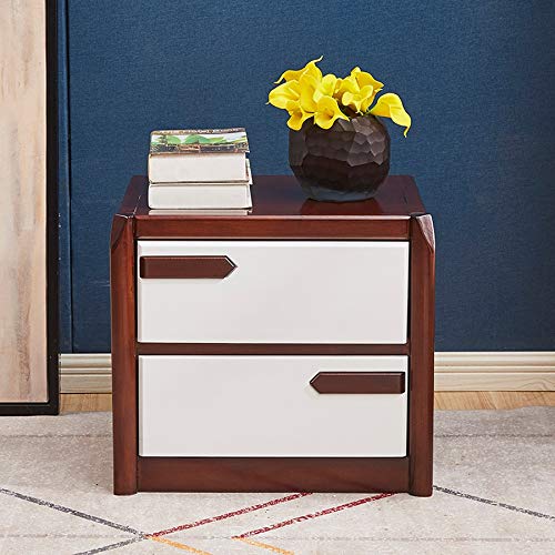 JYDQM Bedside Table Solid Wood Simple Bedside Table, Walnut Color and White Overall Bedside Table