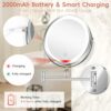 AusDaur 8” Lighted Wall Mounted Makeup Mirror, 1x/10x Magnifying Vanity Mirror with Lights, Rechargeable LED 3 Color Adjustable Brightness Bathro