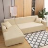 Topchances Sofa Cover L Shape - Soft Stretch Sectional Sofa Slipcovers 3 Seater + 3 Seater Couch Cover Furniture Protectors 2 Pillow Cases L Shap