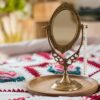 ZTTTD Vintage Style Art Stand Compact Old Design Small Antique Dressing Frame Retro Cosmetic Dresser