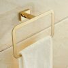 RSOCHS Gold Towel Rings Square Wall Mounted Bathing Towel Rack Copper Zinc Alloy Kitchen Bathroom Accessories