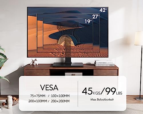 FITUEYES Universal TV Stand for 19-42" TVs,Tabletop TV Pedestal,Holds 45kgs,Swivel Height Adjustable,Black TT104001GB