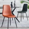 dining chair Kitchen Dining Room Furniture Chairs Set Of 2 Dining Chairs with Metal Feet and Backrest PU Leather, Waterproof Leisure Chairs for L