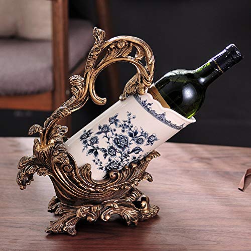 PIBM Stylish Simplicity Creative Retro Bronze Resin Hand-Painted Ceramic Wine Rack Home Desktop Decoration Bar Porch Restaurant Decorations Porta