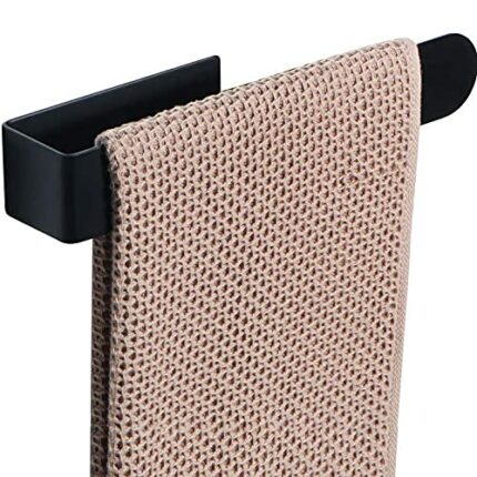 BACASIN Towel Holders For Bathrooms Self Adhesive Towel Rail SUS 304 Towel Rails wall mounted Towel Rack Towel Holder(23CM) Black