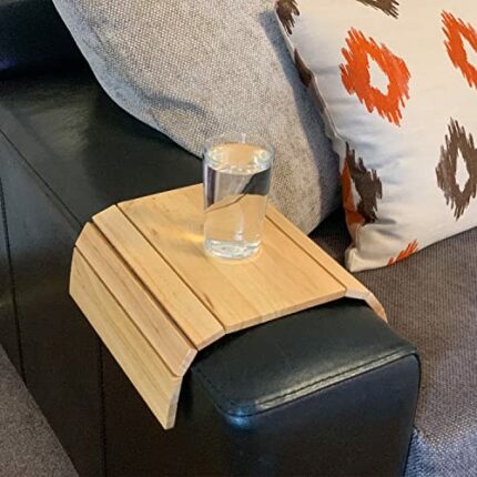 WINSOME Wooden Sofa Arm Tray Foldable Sofa Tray Couch Armrest Table Flexible Arm chair Tray Perfect for Drink Snacks, Magazine, and Remote