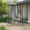 WODMB 3pcs/5pcs/7pcs Garden Dining Set Steel Anthracite Outdoor Furniture Set Deaks and Chairs (Color : 3pcs, Size : One size)